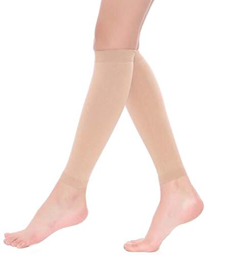 EWANDA STORE Compression Stockings Women Open Toe,Calf Compression Sleeve,Leg Compression Footless Socks 30-40mmHg for Men Women Relieve Calf Pain, Swelling, Varicose Veins,Baseball Nude,S