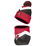 FOCO NFL Unisex-Adult Officially Licensed Primary Logo Team Color 2 Pack Neck Warmer Gaiter And Cuffed Knit Beanie Hat Set - Tampa Bay Buccaneers
