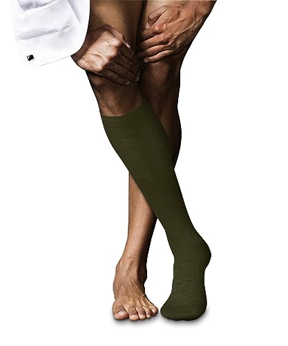 Chaussettes longues homme haut de gamme en laine et soie FALKE No. 6 vert