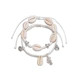 CYWQ Shell Anklet for Women Summer Natural Cowrie Adjustable Ankle Bracelet Boho Hawaiian Beach Seashell Starfish Scallop Foot Jewelry Gifts (Seashell)