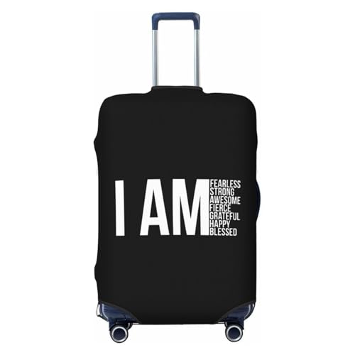 I AM Fearless, I AM Strong, I AM Blessed Travel Luggage Cover Suitcase Protector Fits 18-21 Inch Case(Black,S)