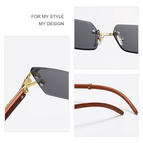 Rectangle Rimless Sun Glasses Men Square Diamond Leopard Decorate Eyewear Gradient Green Blue Color Sunglasses3