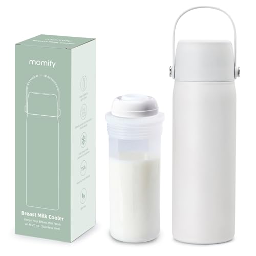 Image of 36-Hour Portable Breastmilk Storage Bottle, 20oz Vacuum Insulated Stainless Steel Breast Milk Cooler Bottle, TSA Approved Breast Milk Chiller for New Moms, Outdoor, Travel, Office​ - White