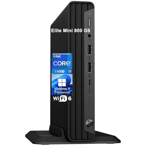 HP Elite Mini 800 G9 MFF PC Business Desktop Computer, 14th Gen Intel 24-Core i9-14900 up to 5.8GHz, 64GB DDR5 RAM, 4TB PCIe SSD, WiFi 6, RJ-45, Type-C, HDMI, DisplayPort, Windows 11 Pro, Vent-Hear