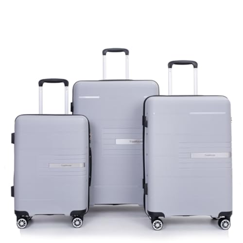 3 Pieces of Luggage, Suitcase, Luggage Set, Trolley, Travel Case, with Spinner Wheels, Combination Lock, 20/24/28 Inches,Silver