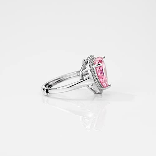 Altenevia Pink Cubic Zirconia Heart Women'S Ring Halo Heart Adjustable Statement Ring For Women thumb #7