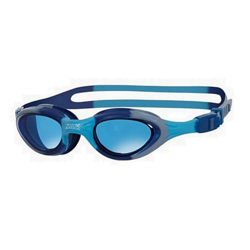 Zoggs Super Seal Swimming Goggles Kids (Age 6-14 Blue Tinted Lens Blue) UV Protection Anti-Fog Junior Boys & Girls Quick Adjust Split Yoke Strap Kids Goggles