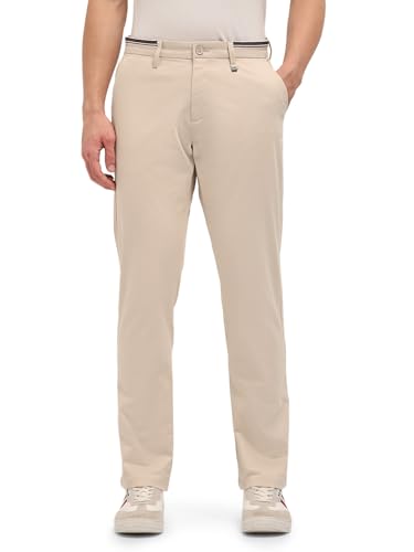 Image of Men's Grey Cotton Straight Fit Casual Trouser