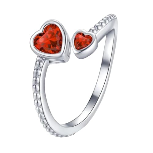 Today Deals Prime 925 Sterling Silver Birthstone Rings for Women Limited+Time Deals of+The Day Adjustable Open Heart Ring Constellation Month Band Jewelry