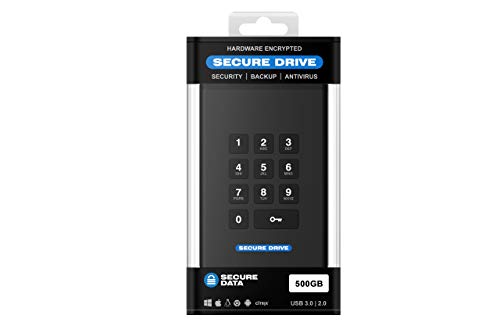 SECUREDATA 500GB SecureDrive KP FIPS 140-2 Solid State Drive with Pin Authentica, Black, SD-KP-12-BL500GB-SSD