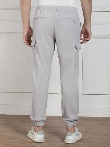 Image of Dennis Lingo Mens Cotton Lycra Solid Mid Rise Regular Fit Stretchable Cargo Joggers
