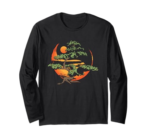 Bonsai-Baum, buddhistischer Zen, japanischer Bonsai Langarmshirt
