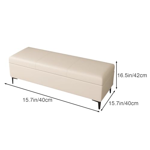 Compartiment caché pour ce coffre pouf cuir de 40 cm