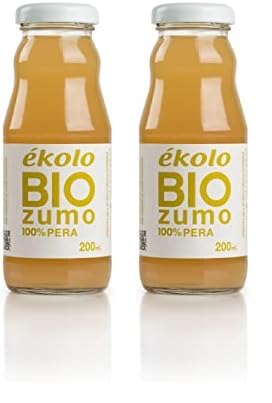 Ekolo Zumo de Pera Ecológico, 100% Exprimido, 12 Botellas x 200 ml, 2400 ml (Paquete de 2)
