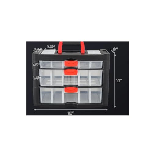 Portable Plastic 3Drawer Tackle Box Multipurpose Organizer For Fishing w/Handle