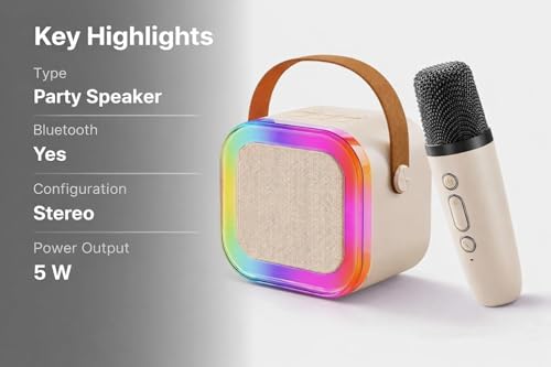 Image of CscyyAmz Rechargeable Karaoke Mic with Speaker for Singing | Wireless Mini Portable Bluetooth Speaker with Microphone & LED Lights | Birthday Gift for Kids Musical Toys for Boys, Girls and Adults
