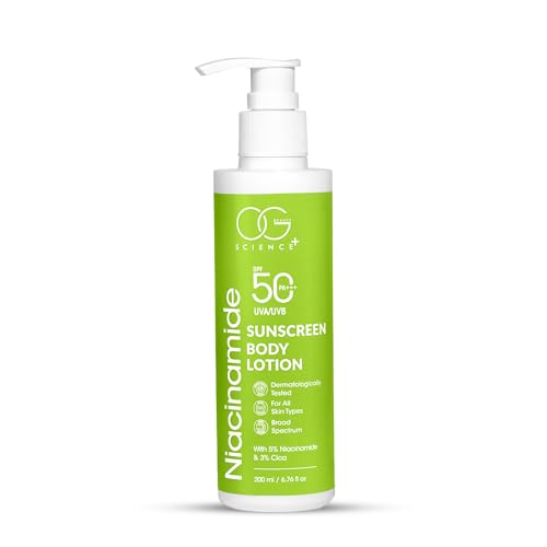 OG BEAUTY SCIENCE SPF 50 PA+++ Sunscreen Body Lotion with Niacinamide & Cica - Dermatologically Tested - Broad Spectrum 200 ML