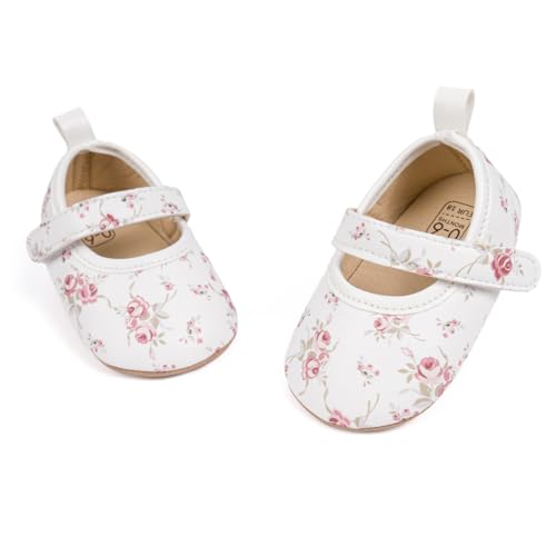 Image of Meckior Infant Baby Girl Sandals Soft Non-Slip Rubber Sole Handmade Princess Wedding Dress Shoes Toddler First Walkers