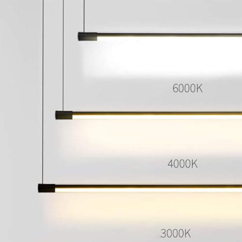 Lustre LED noir moderne long pour illuminer une grande table - 7