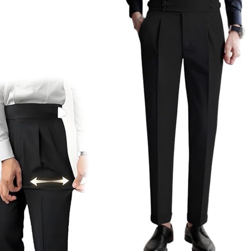 Mixgent Pants for Men, TimelessForm - Men's High Waisted Old Money Pleated Pants, Quick Dry Pleated Dress Pants3