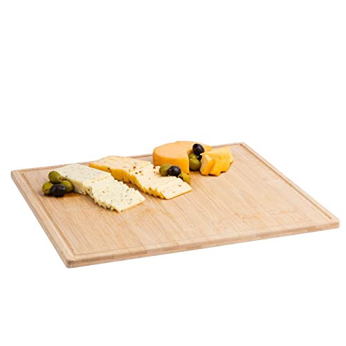 Hammont Bamboo Cutting Board Tray - Eco Friendly Kitchen Gadget - 2 Pack - Wooden Serving Trays For Meat, Vegetables, Cheese And Charcuterie Board - Home And Kitchen Essentials - 16"L X 16"W X 0.5"H #TOP1