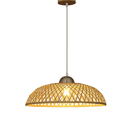 Suspension en bambou tissé main, lustre naturel 40cm pour salon