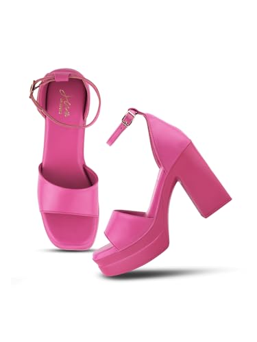 Image of JM LOOKS Women's Block Heel Sandal Platform Sandal Ankle Strap Open Square Toe High Heel Sandal for Wedding Party Evening Prom