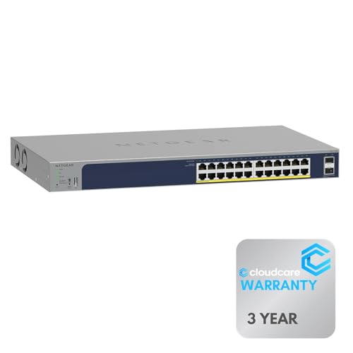 Image of NETGEAR GS724TP Pro Switch | 24-Port Smart Rack-Mountable | PoE+ 190W | 2 x Gigabit SFP | Cloud Care's 3-Year Warranty SupportPlus Included
