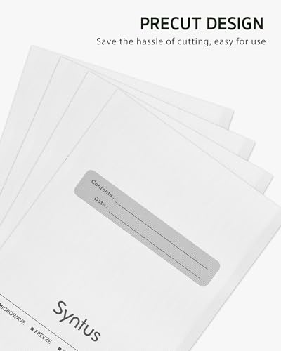 Image of Syntus Vacuum Sealer Bags, 100 Count Quart 8 inch x 12 inch Comercial Grade PreCut Bag for Food, BPA Free Food Vac Bags for Storage, Meal Prep or Sous Vide