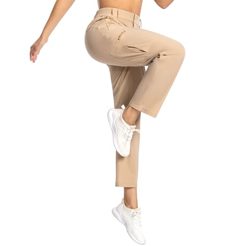 Womens Cargo Hiking Pants - Travel Lightweight Water Resistant 4 Pockets Casual Quick Dry Athletic Climbing Pants