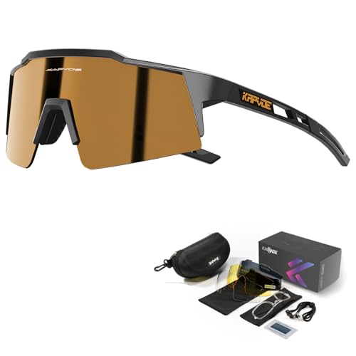 KAPVOE Polarisiert Fahrradbrille mit 4 wechselgläser TR90 Rahmen für Herren Damen Sport Radfahren MTB Sportsonnenbrille Radbrille Sportbrille Fahren Angeln Baseball Laufen 11 Braun Schwarz KAPVOE Polarisiert Fahrradbrille mit 4 wechselgläser TR90 Rahmen für Herren Damen Sport Radfahren MTB Sportsonnenbrille Radbrille Sportbrille Fahren Angeln Baseball Laufen 11 Braun Schwarz