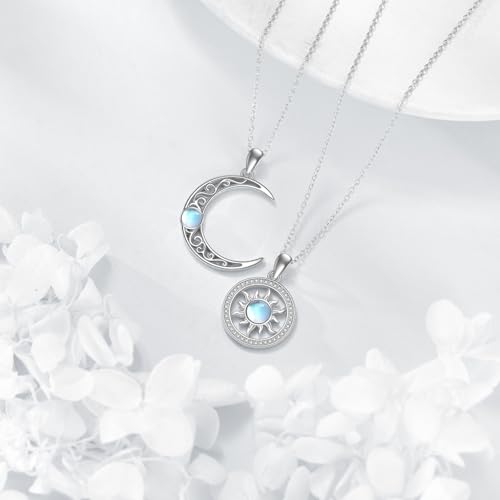 Couples BFF Matching Necklaces 925 Sterling Silver Cross/Yin Yang/Sun Moon/Mountain Wave Pendant Necklace Anniversary Birthday Gifts2