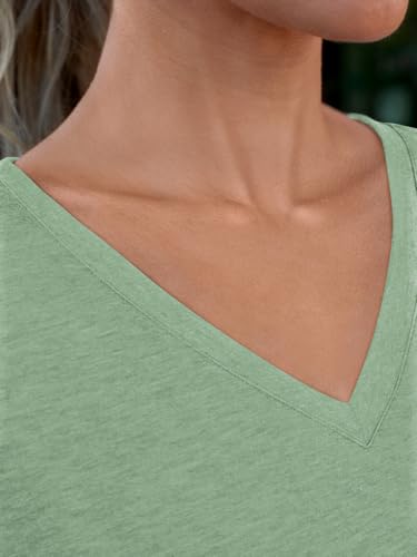 Foto de AUTOMET - Camisetas de manga corta con cuello en V para mujer, a la moda, ligeras, suaves, casuales, de verano, ropa 2025 (imagen 6)