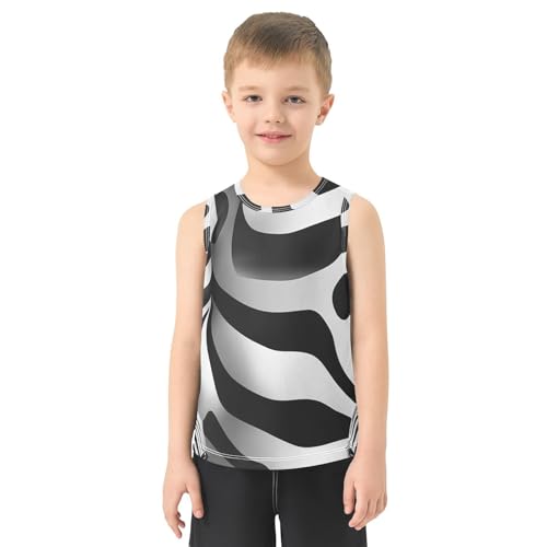 Boys Tank Top Shirts 3D Zebra Skin Print Black White Sleeveless T-Shirts Crew Neck for Kids Clothing Children2