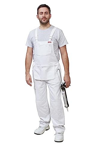 ProDec Peto de Pintor para Hombre y Mujer Ropa de Trabajo, 100% Algodón Absorbente, Peto Blanco de Pintor, Peto de Decorador para Hombre y Mujer, Bolsa de Pintor, 31' Largo de Pierna, Talla XL