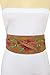 Women Fashion Brown Faux Leather Wrap Around Tie Belt Waistband Red Rose Flower S M