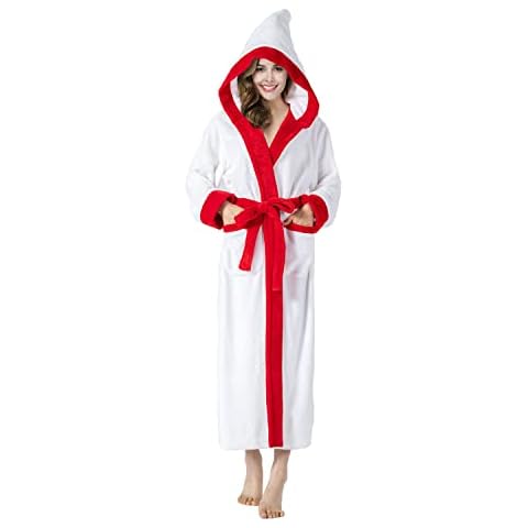 Rongtai OriginalChristmas Womens Bathrobe Fleece Plush Hooded Robe Pajama Cosplay Costume, Snowflake, Large Cover