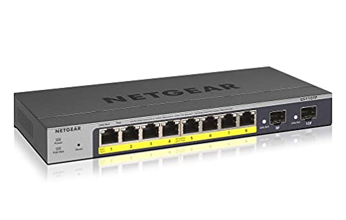 NETGEAR (GS110TPv3) 8-Port Gigabit PoE+ Ethernet Smart Managed Pro Switch with 2 SFP Ports and Cloud Management