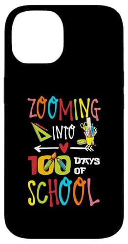 Carcasa para iPhone 14 Zooming Into 100 días de escuela profesor regalo para niños
