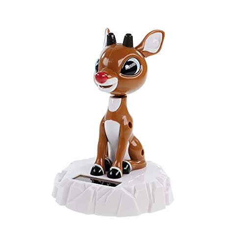 Ruz Rudolph The Red Nosed Reindeer Christmas Décor Solar Bobblehead thumb #1