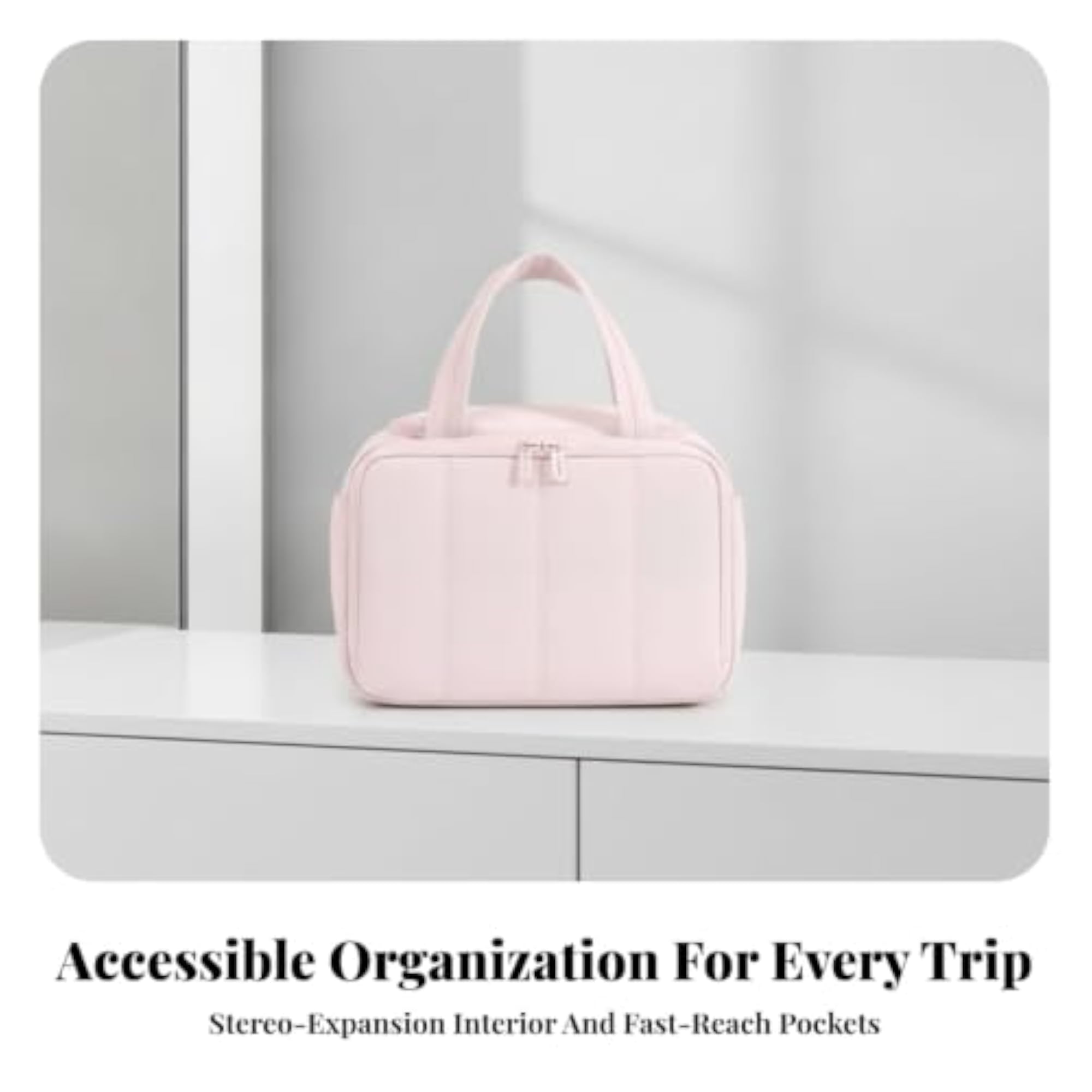 Multi-Compartment Structured Cosmetic Organizer Bag, Portable