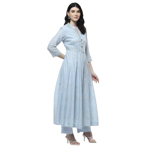Image of BIBA Women Cotton Anarkali Printed Suit Set