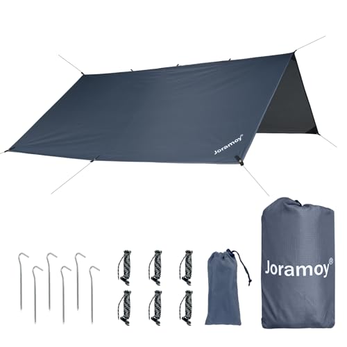 Joramoy 10ft x 10ft Waterproof Hammock Rain Fly,Portable Large Camping Tarp,Premium Lightweight Ripstop Nylon Cover with UV Protection Layer for Camping Hiking Outdoor (210D Grey, 10ft x 10ft)
