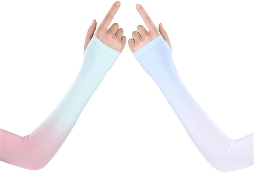 HBJWOV Female 2 Pairs of Gradient Ice Silk Arm Guard Sleeves Artifact Driving Icy Sleeves