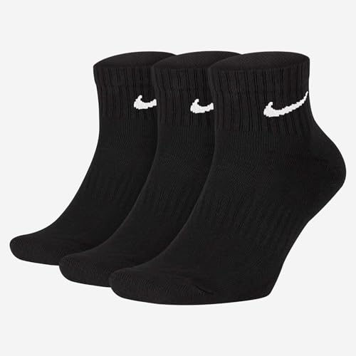 Nike 3PPK Cushion Quarter, Calcetines unisex, paquete de 3 unidades,  Negro / Blanco, L (42-46)