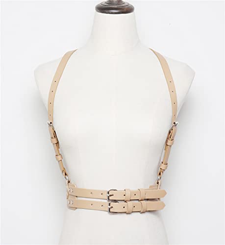 Women's Punk Body Waist Belt with Strap Faux Leather Steampunk Underbust Corset3