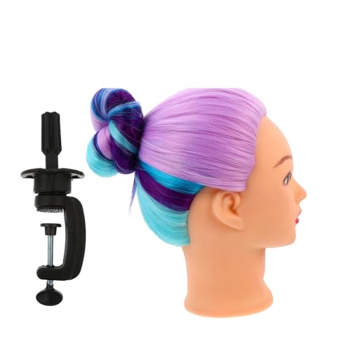 Abaodam Cabeza Maniquí Peluquería Entrenamiento con Cabello Sintético Liso para Practicar Peinados Trenzas y Cortes para Estilistas y Formación Profesional