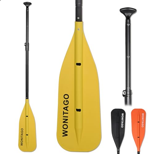 LINGVUM Canoe Paddle with Aluminum Shaft and PP Blade, Adjustable Paddle for Canoeing, Boating and Rafting, 4-5 Ft (122-152 cm), Yellow
