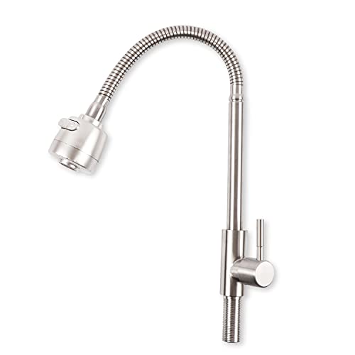 蛇口 立水栓 （ステンレス鋼製/単水栓 ） キッチン用水栓 シングルレバー 水栓 「蛇腹のホースで自由自在に動かせます！ ワンタッチで シャワー 切り替え可能 ♪」 キッチン蛇口 【3poGoods】