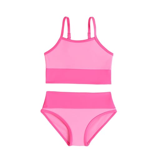 Image of Little Girl Swimsuit Casual Swimwear Kids Two Piece Color Block Bathing Suits Beach Bikini Set 3-12Years